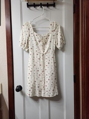 Simple Retro Puff Sleeve Floral Dress